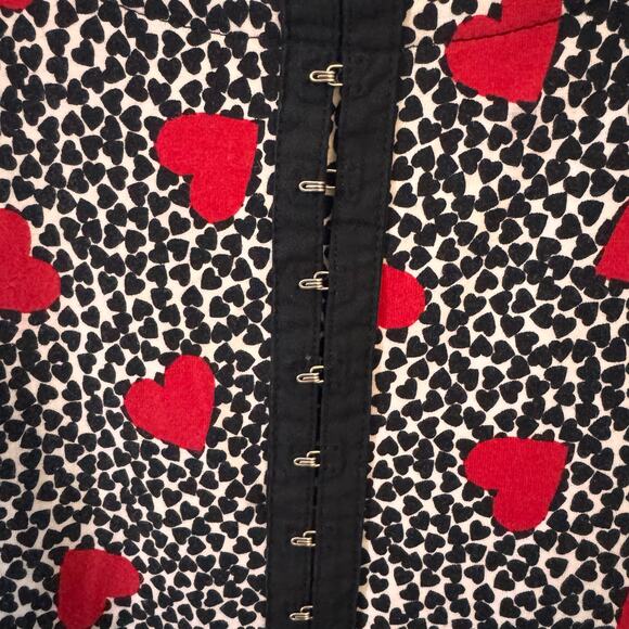 Betsey Johnson Heart Leopard Print Babydoll Black Lace Trim 90s y2k Grunge Sz L - Picture 7 of 9